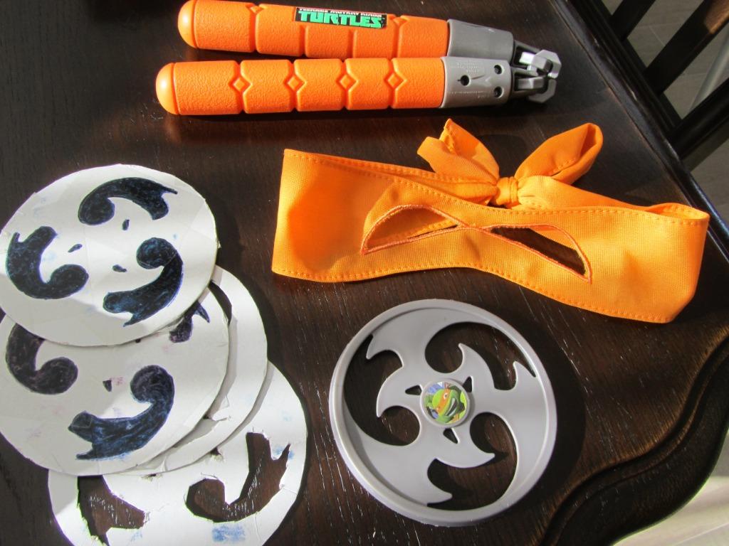 Turtlez ninja gevecht wapen + oogmasker + werpschijf, Ophalen of Verzenden, Gebruikt
