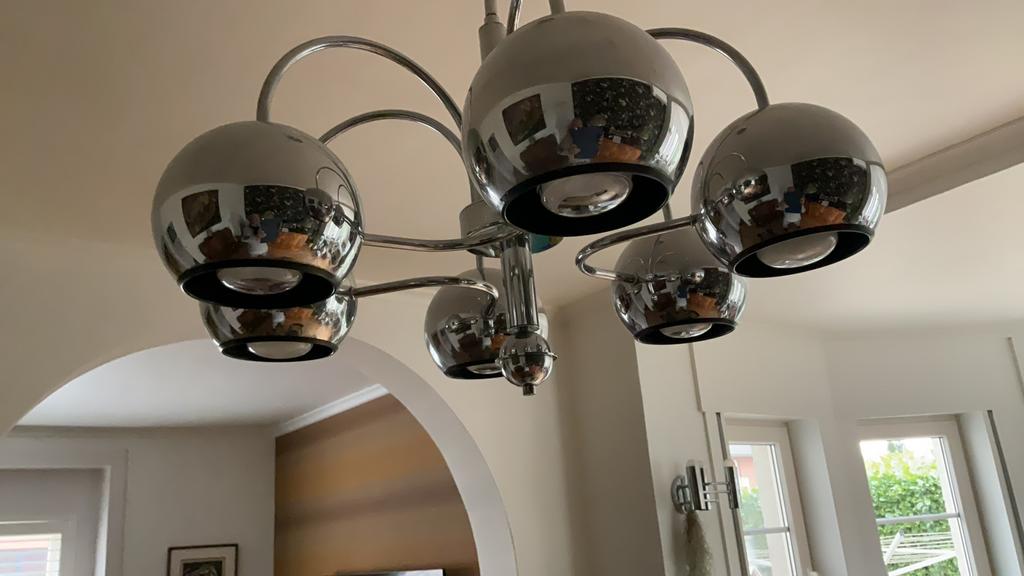 Space age chroom plafond lamp, Enlèvement