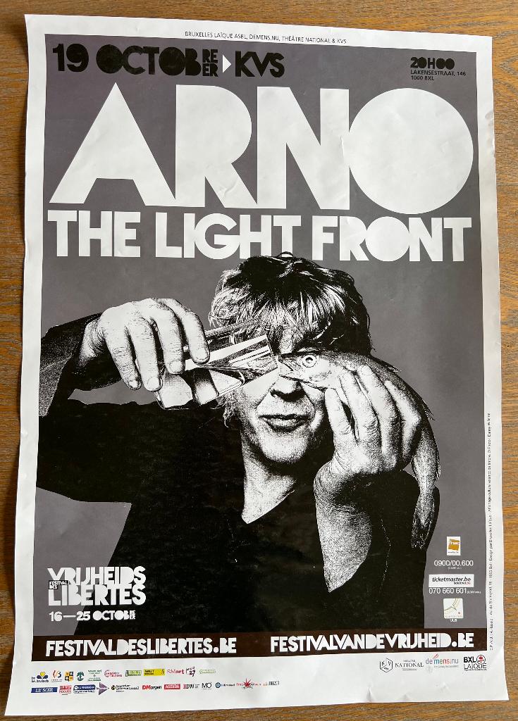 Affiche concert Arno The Light Front 2014, Collections, Posters & Affiches, Comme neuf, Musique, Enlèvement