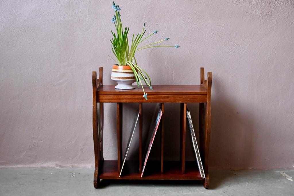 Meuble à vinyles vintage rétro sellette d'appoint, Maison & Meubles, 25 à 50 cm, Vintage, Enlèvement, Utilisé