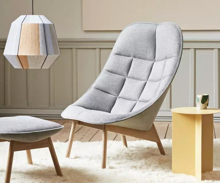 Fauteuil/fauteuil Hay Uchiwa Design en chêne *État neuf*, Maison & Meubles, Fauteuils, Comme neuf, Bois, Tissus, 75 à 100 cm, 75 à 100 cm