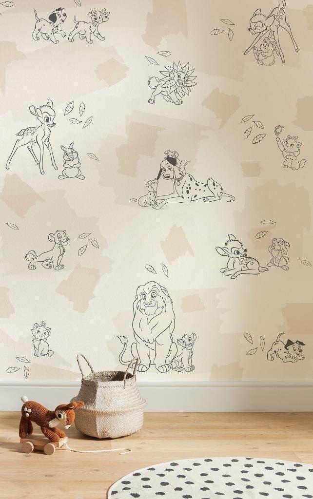 Disney Dieren Vlies Behang - 200x250 cm - Gratis Verzending, Enlèvement ou Envoi, Neuf, Décoration murale