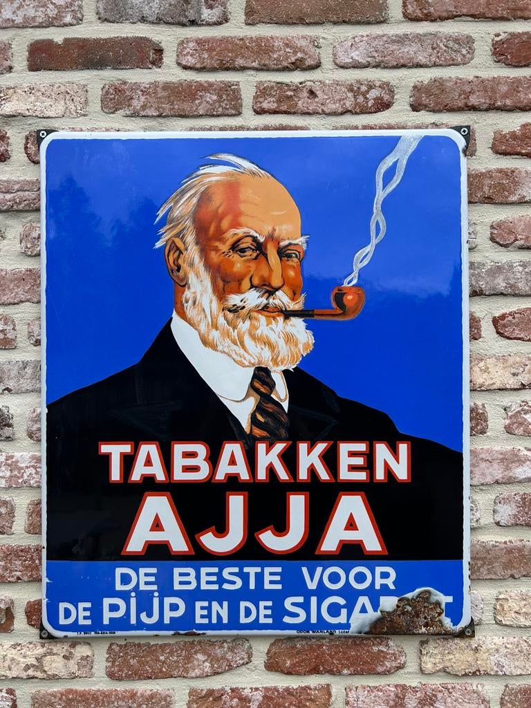 Emaillebord tabakken ajja, Verzamelen, Ophalen, Zo goed als nieuw