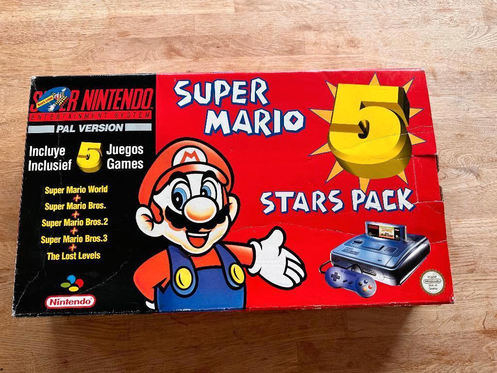 Super Nintendo Super Mario 5 Stars Pack In doos + extras, Gebruikt, 2 spelers, Vanaf 3 jaar, Ophalen