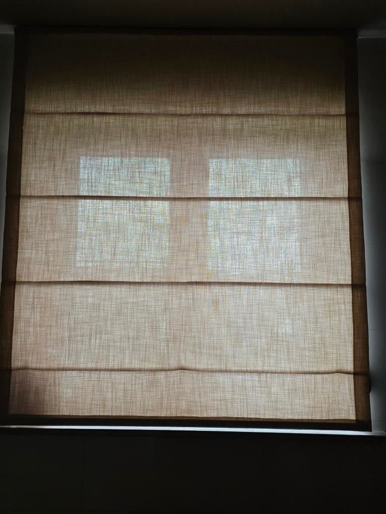 nieuwe beige gordijn met zwart optreksysteem ., Neuf, 100 à 150 cm, Enlèvement, Alle stijlen .