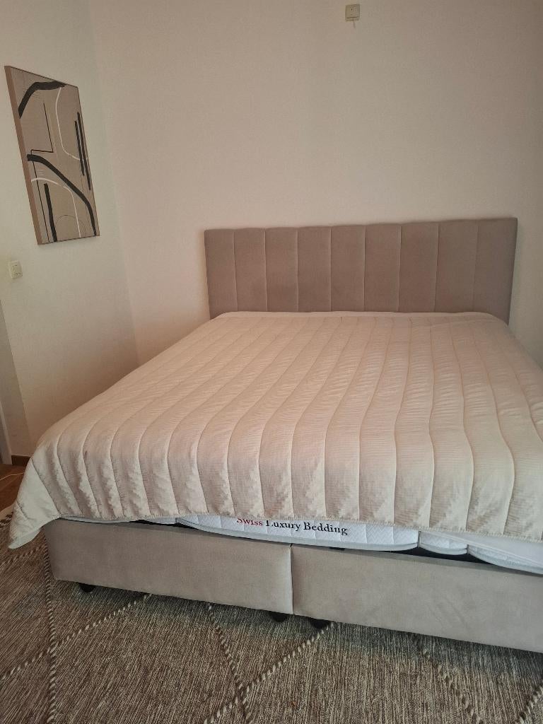 Lit  2 personnes 180, Maison & Meubles, Beige, Comme neuf, Enlèvement, 180 cm