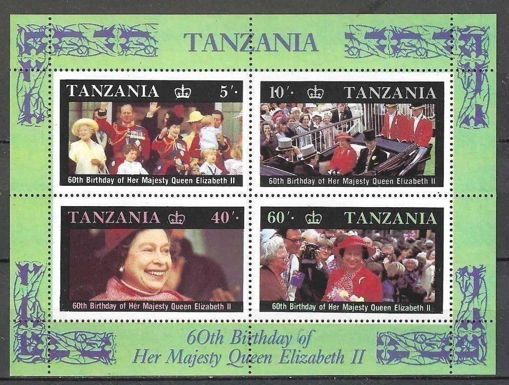Tanzania 1987 - Yvert blok 52 - Verjaardag Elisabeth II (PF), Postzegels en Munten, Postzegels | Afrika, Verzenden, Tanzania, Postfris