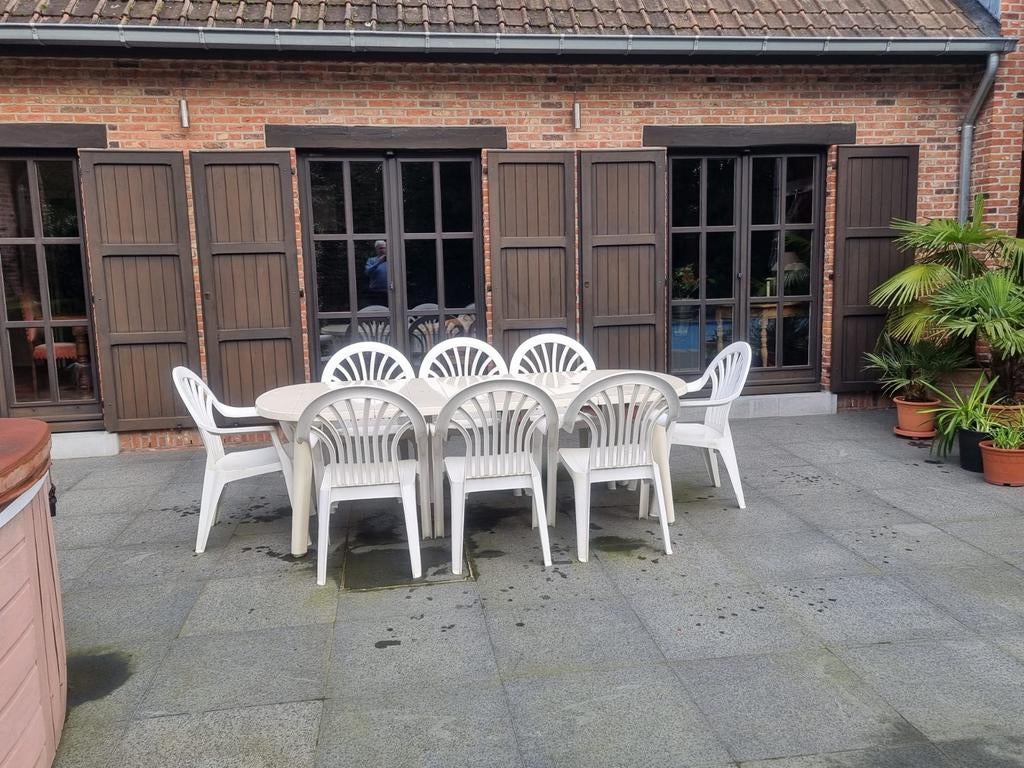 Tuintafel met stoelen (Hartman), Tuin en Terras, Ophalen, Plastic