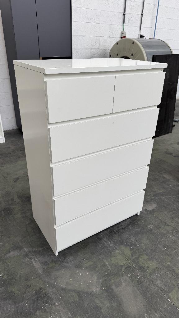 Commode 6 tiroirs, MALM, IKEA blanc, 80x48x123 cm, Maison & Meubles, Armoires | Commodes, 25 à 50 cm, 5 tiroirs ou plus, Enlèvement