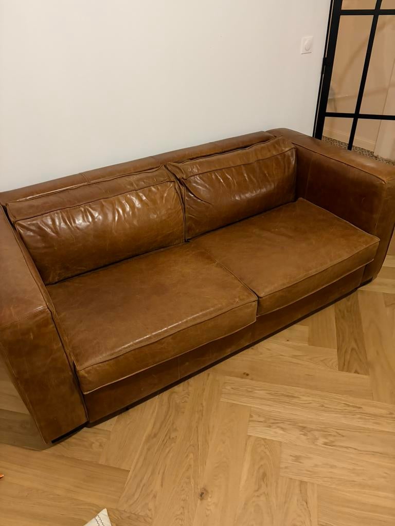 Canape cuir convertible, Maison & Meubles, Canapés | Salons, Comme neuf, Cuir, Enlèvement