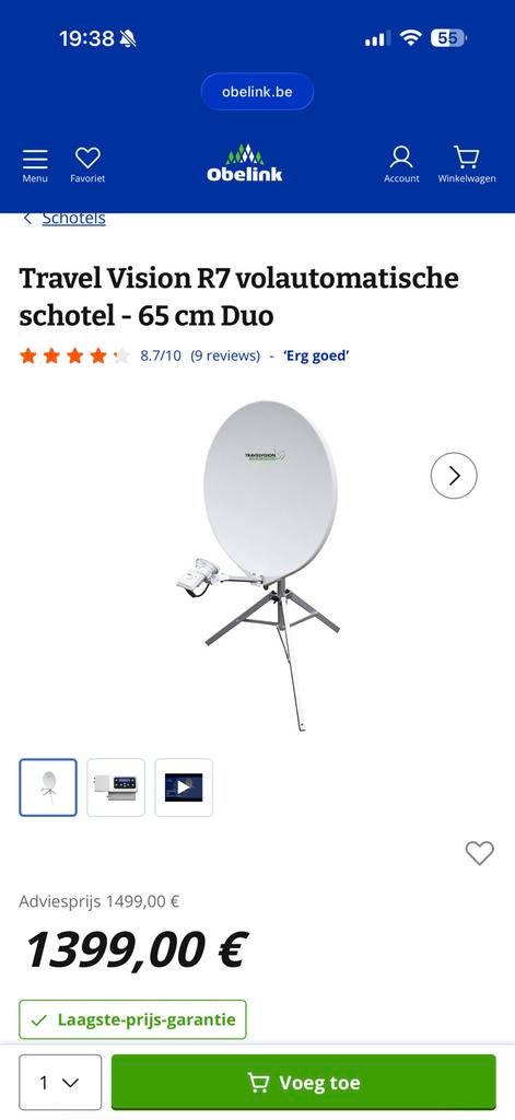 Automatische satelliet Travelvision R7 duo, Audio, Tv en Foto, Schotelantennes, Ophalen, Zo goed als nieuw