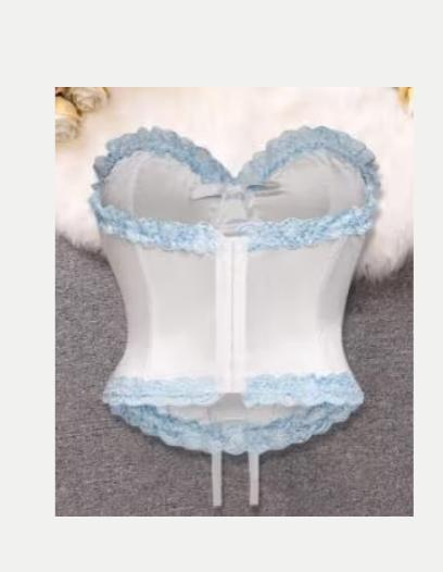 Bustier uni sexy avec corset/shaper - Blanc avec bleu clair, Enlèvement ou Envoi, Blanc, Body ou Corset