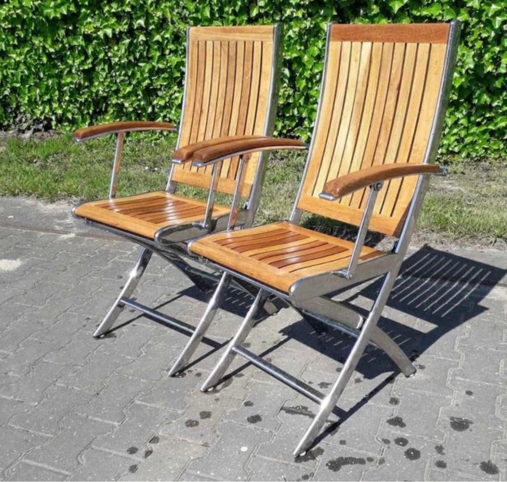Rvs tuinstoelen, Ophalen, Gebruikt, Aluminium, Inklapbaar