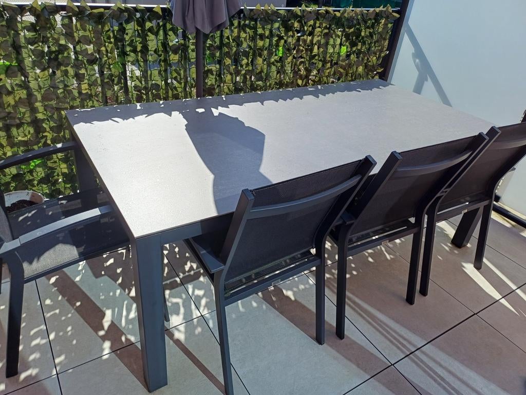 Tuintafel met 6 stoelen, Jardin & Terrasse, Ensembles de jardin, Aluminium, Enlèvement