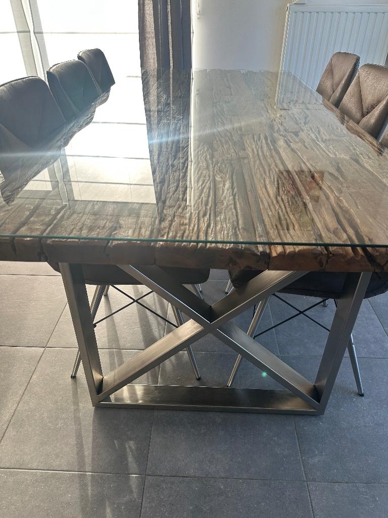 Table de salle à manger bois brut +console, Maison & Meubles, 150 à 200 cm, Comme neuf, Enlèvement, 50 à 100 cm