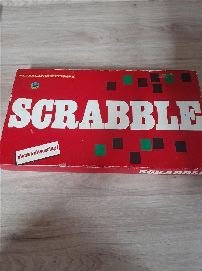 scrabble rode doos houten letters - s4378, Verzenden, Zo goed als nieuw