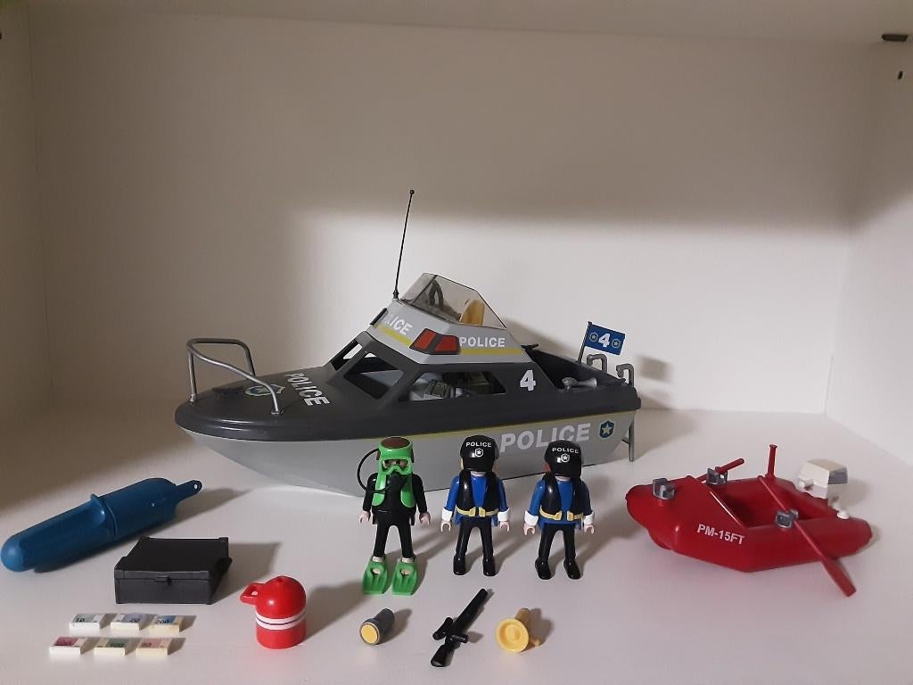 Bateau de police et dériveur PlayMobil, Enlèvement ou Envoi, Comme neuf, Ensemble complet