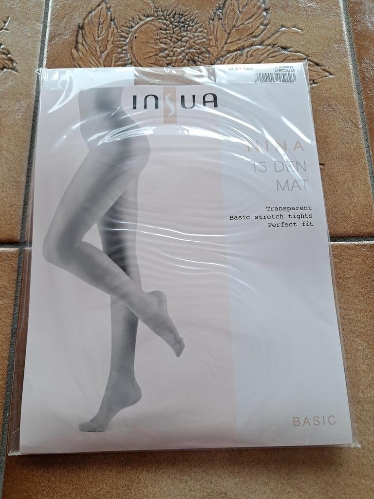 Paire de collant lycra beige 15 den M - Insua, Neuf, Enlèvement ou Envoi, Beige, Insua
