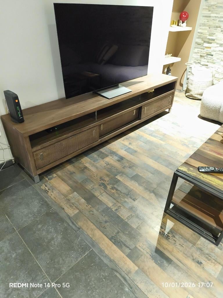 Meuble TV  en acacia massif, 25 à 50 cm, 200 cm ou plus, Moins de 100 cm, Enlèvement