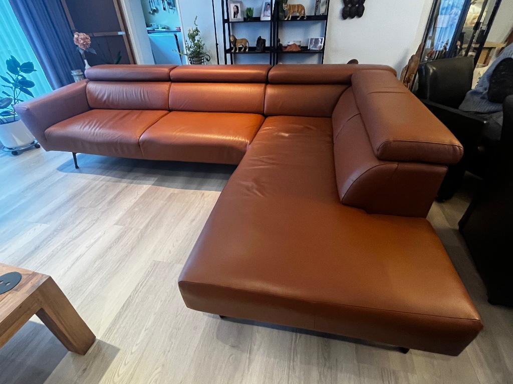 Lederen zetel / hoeksalon, Huis en Inrichting, Zetels | Complete zithoeken, Zo goed als nieuw, Leer, Ophalen