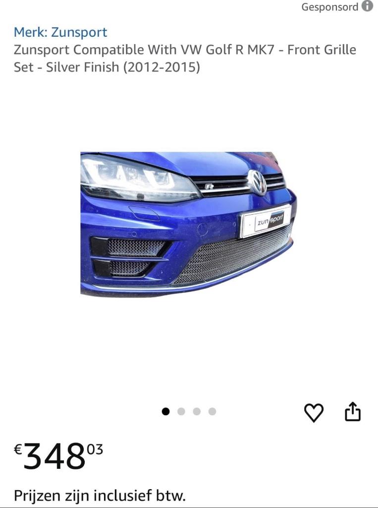 Vw golf 7R zunsport bumper grille set (nieuw), Auto-onderdelen, Nieuw, Ophalen of Verzenden, Bumper, Volkswagen