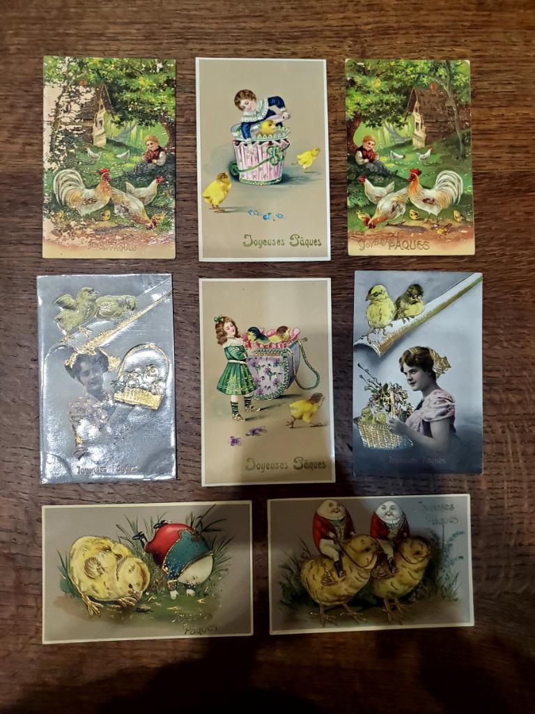 Joyeuse Pâques, enfants, poules, fleurs, poussins.coqs., Enlèvement ou Envoi, Enfants
