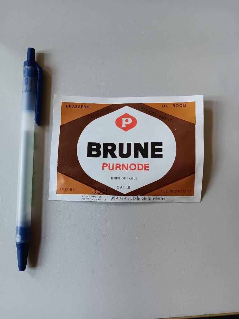 Étiquette de bière Brune Du Bocq Purnode 2, Collections, Enlèvement ou Envoi, Utilisé, Autres types