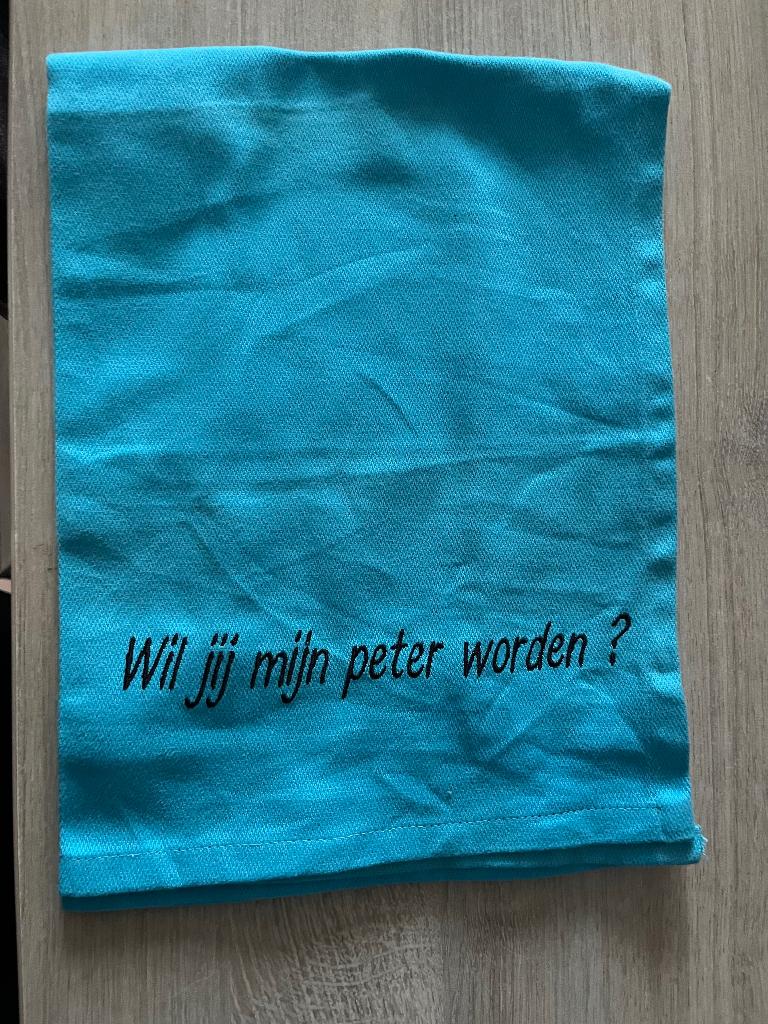 Nieuwe keukenhanddoek met opschrift, Ophalen of Verzenden, Nieuw, Blauw, Theedoek of Handdoek