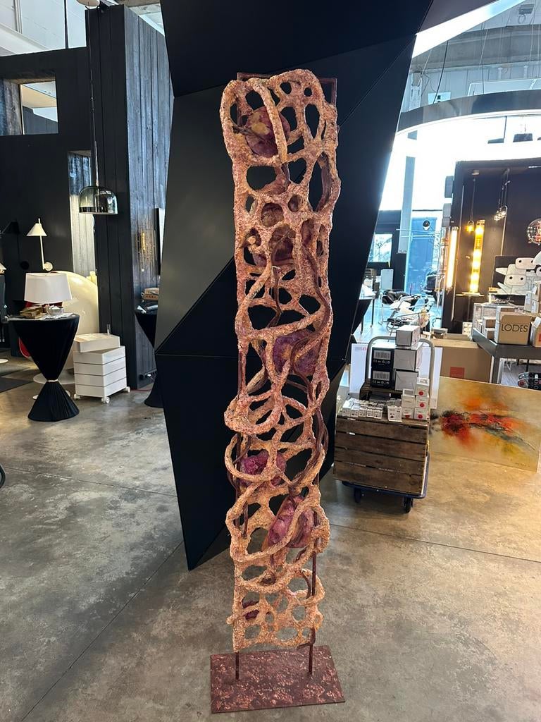 Sculpture organique mixte – Matériaux végétaux et métal, Antiquités & Art, Enlèvement ou Envoi