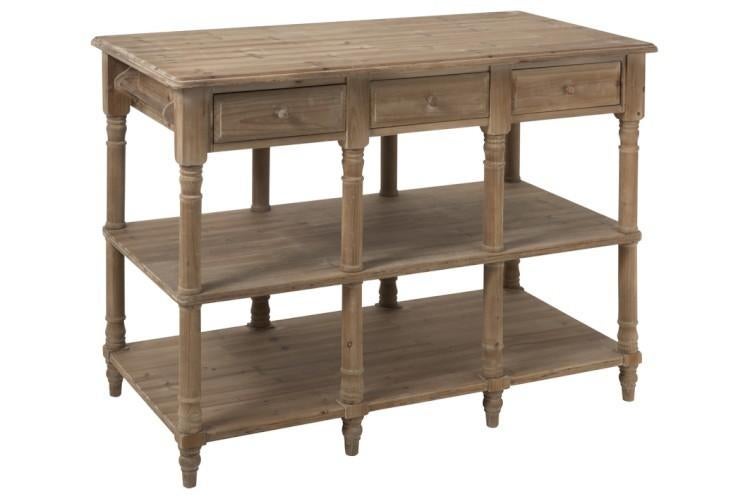 grande console ou ilôt central  en bois patiné J-line, Maison & Meubles, Tables | Tables d'appoint, Neuf, Rectangulaire, 60 cm ou plus