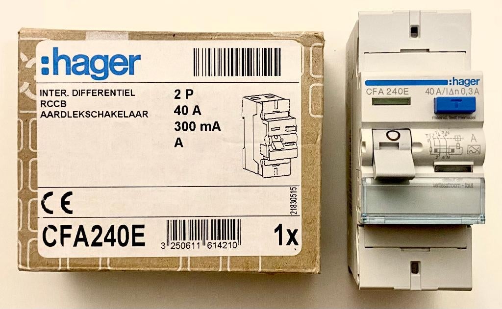 Hager CFA240E aardlekschakelaar, Ophalen of Verzenden, Nieuw, Overige typen