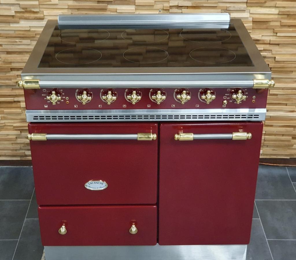🔥Luxe Fornuis Lacanche 90cm INDUCTIE bordeaux rood messing, Elektronische apparatuur, Fornuizen, 60 cm of meer, Ophalen of Verzenden