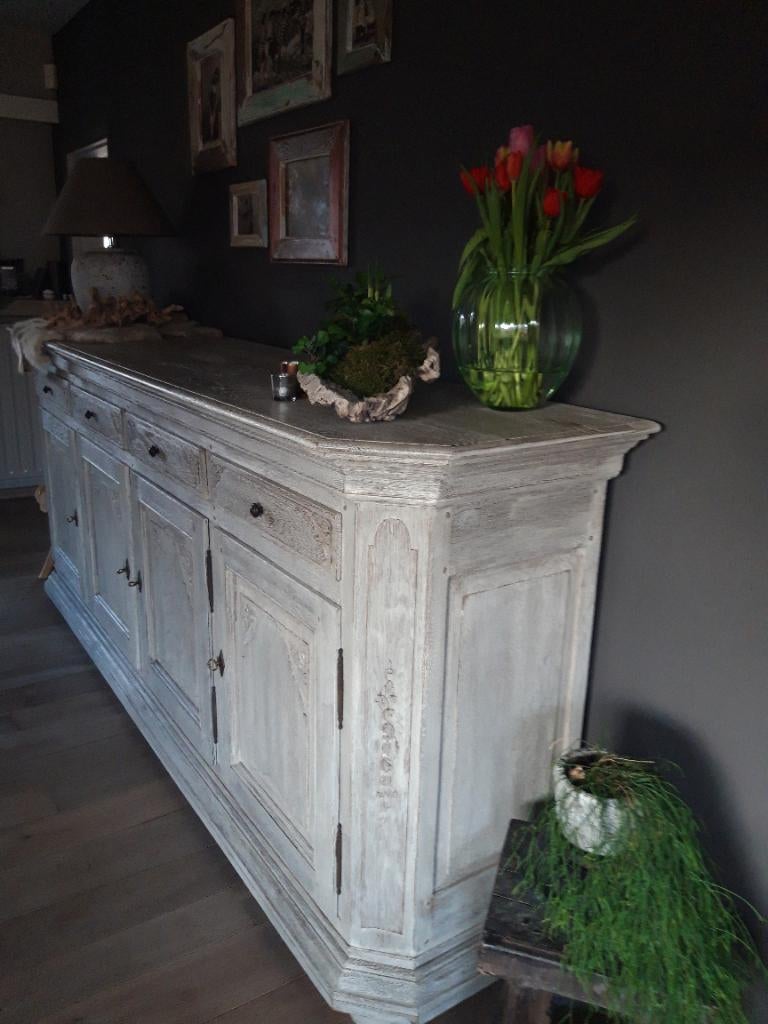 Gezandstraalde Dressoir kast, Ophalen, Met deur(en), Eikenhout, Zo goed als nieuw