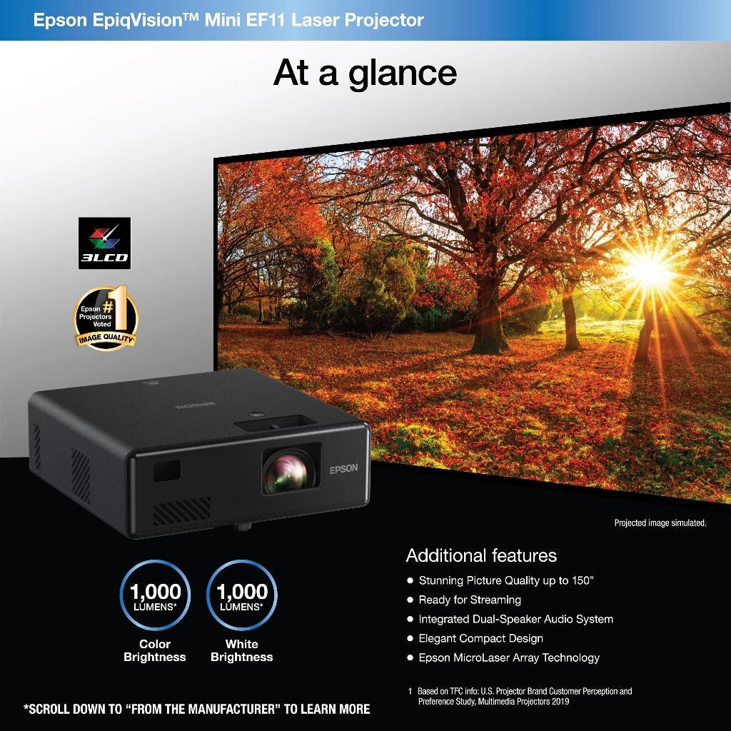 Epson EF-11 — Vidéoprojecteur laser — Introuvable + HDMI 20m, Enlèvement ou Envoi, LED, Epson, Comme neuf