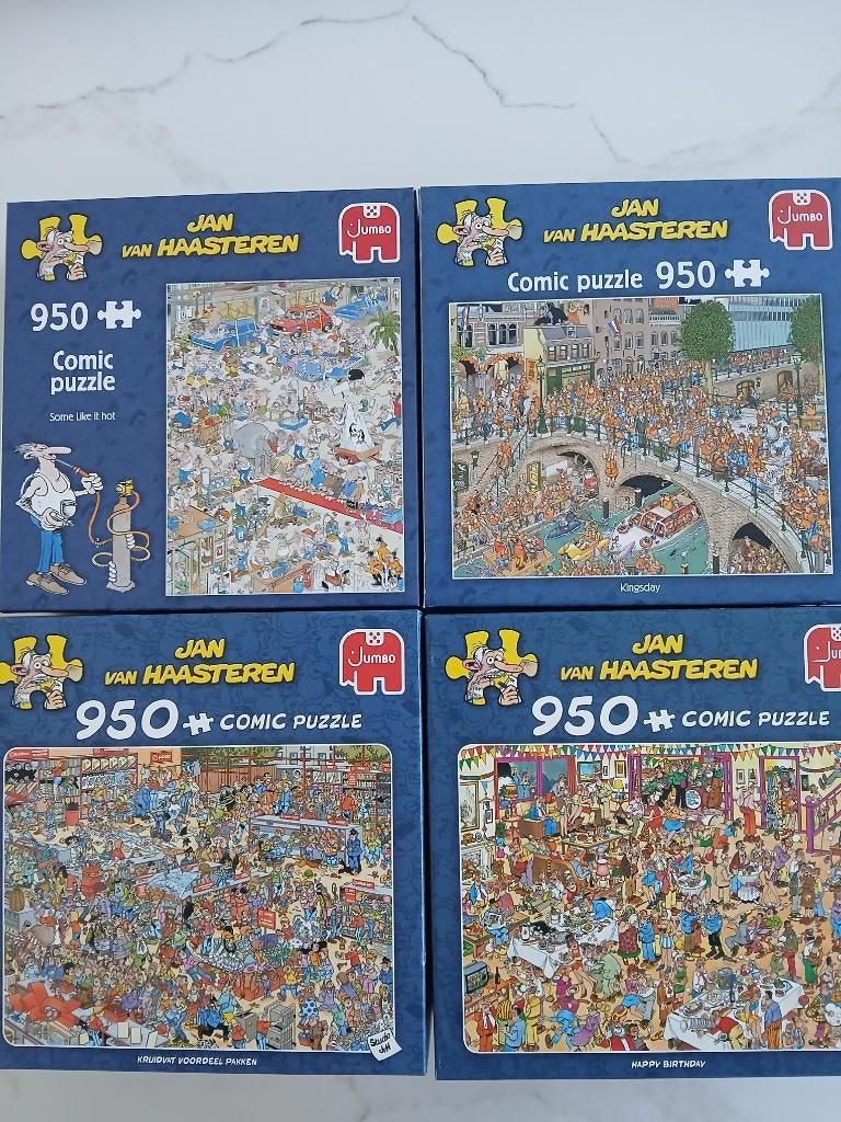 4 Jan van Haasteren puzzels 950 stukjes, Hobby en Vrije tijd, Ophalen, 500 t/m 1500 stukjes, Zo goed als nieuw, Legpuzzel