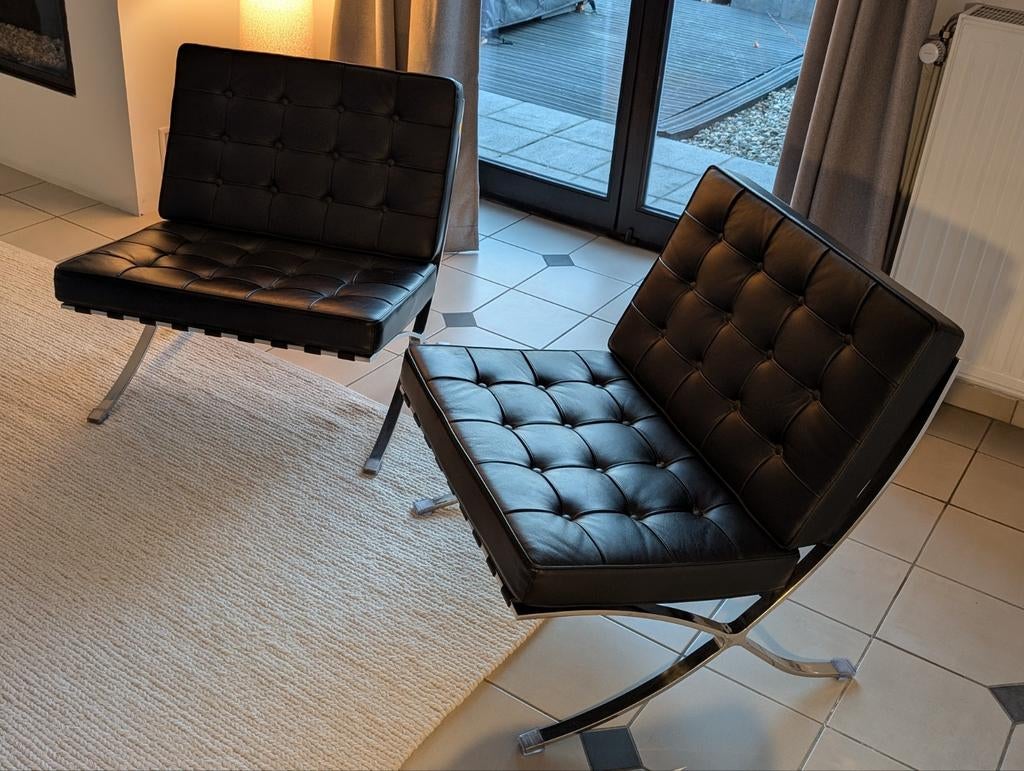 Magnifiques fauteuils Barcelona, Maison & Meubles, Cuir
