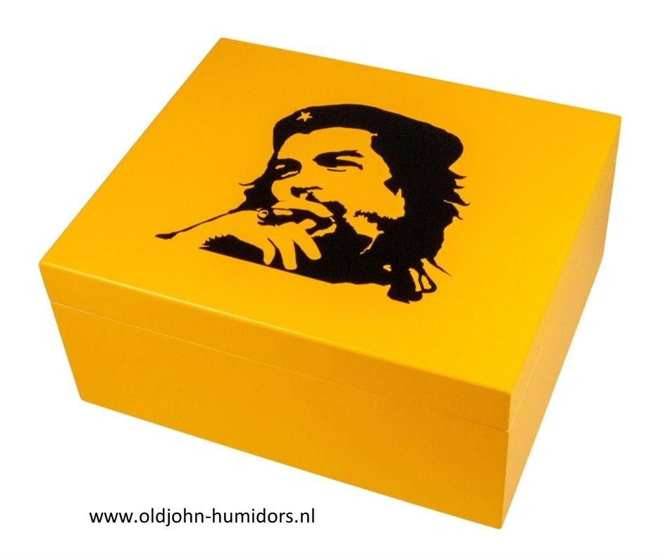 HUMIDOR "CHE GUEVARA" GEEL MAT VOOR CA 50 SIGAREN        h43, Verzamelen, Rookartikelen, Aanstekers en Luciferdoosjes, Verzenden