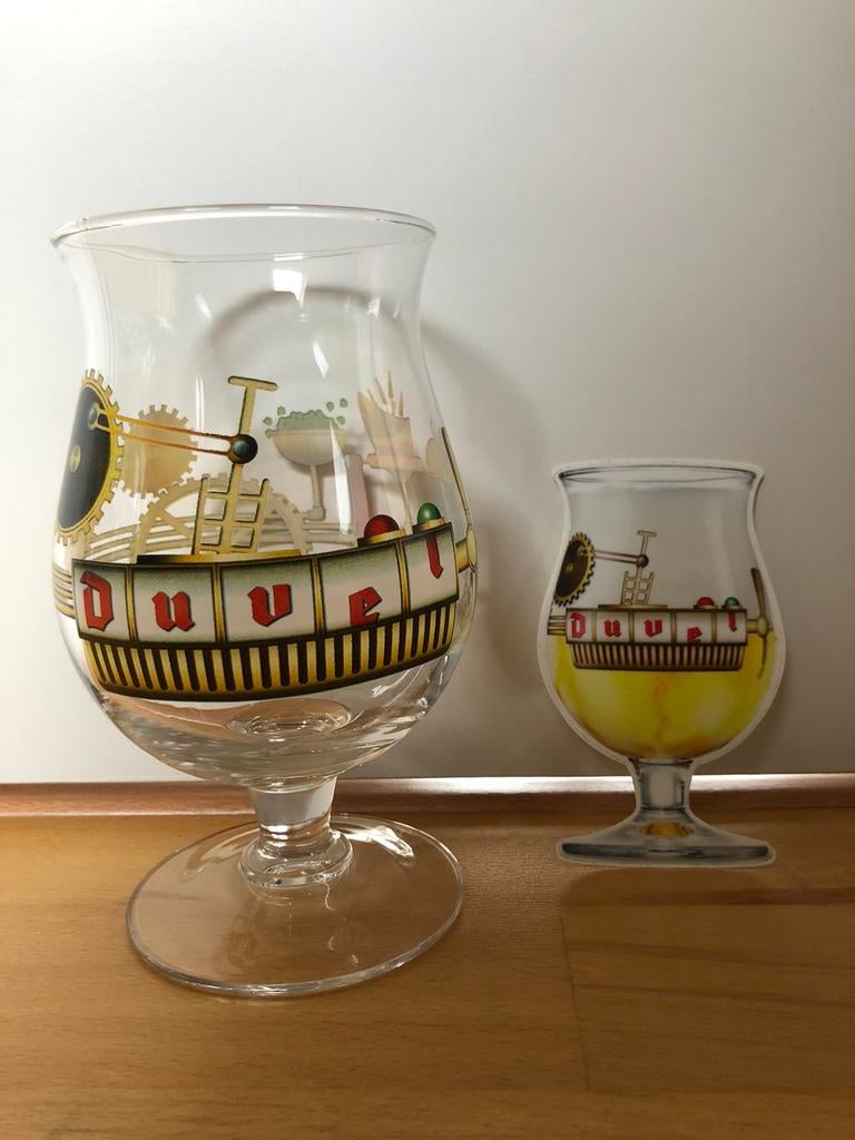 Duvel glas Jono met sticker, Verzamelen, Ophalen of Verzenden, Nieuw, Bierglas