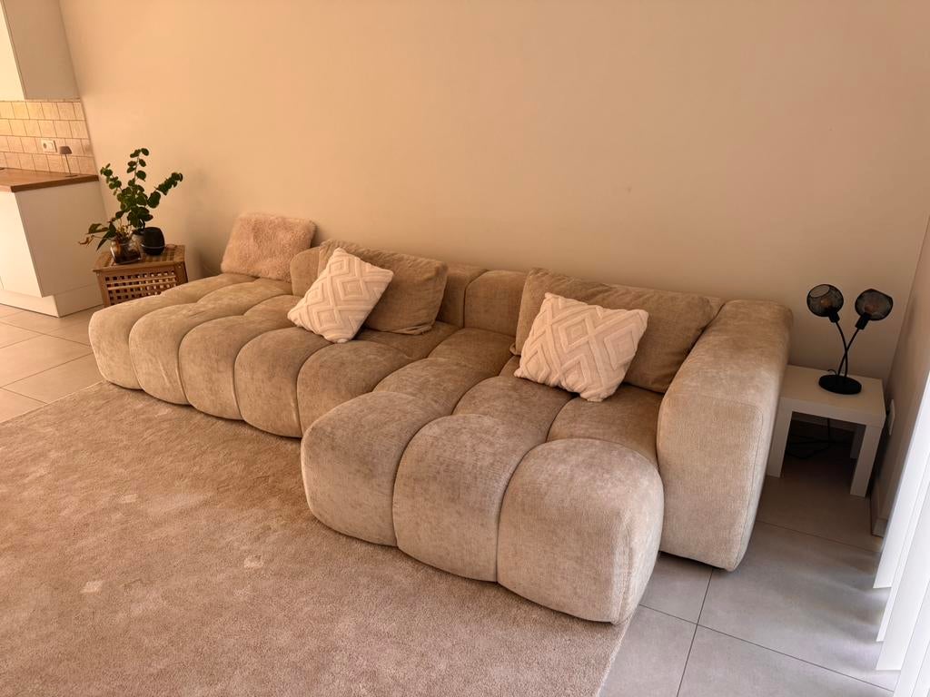 Canapé design moderne beige 3m05 excellent état déménagement, Maison & Meubles, Canapés | Coins salons complets, Enlèvement, Comme neuf