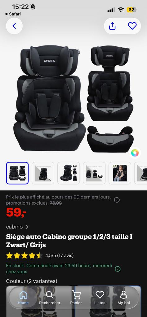 Siege auto groupe 1/2/3 cabino, Enfants & Bébés, Sièges auto, Enlèvement, Comme neuf