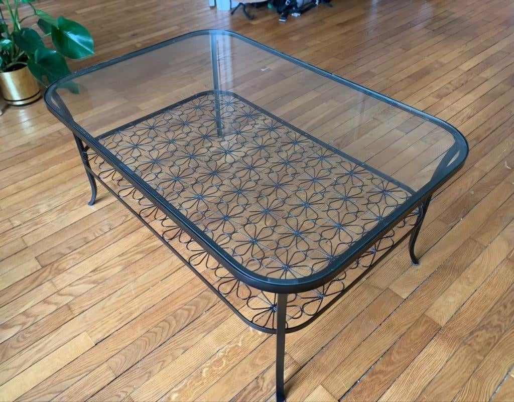 Klingsbo salontafel metaal en glas Ikea zwarte bloemen, Huis en Inrichting, Tafels | Salontafels, Ophalen, Glas