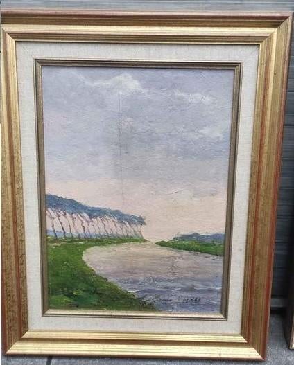 huile sur panneau paysage signe louis clesse, Antiek en Kunst, Kunst | Schilderijen | Klassiek, Ophalen of Verzenden