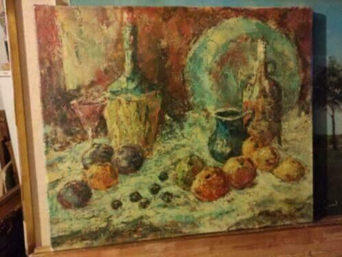 huile sur toile nature morte signe h vanden bossche, Antiquités & Art, Enlèvement ou Envoi