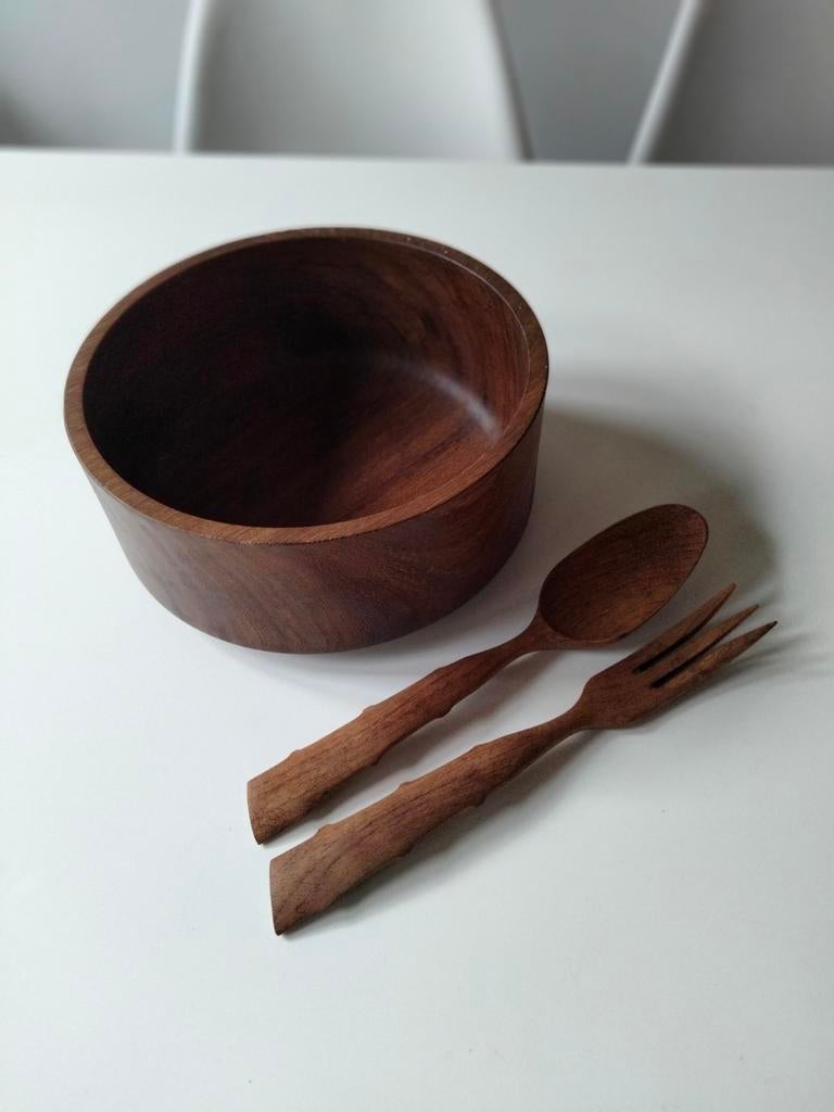 Saladier en bois avec le couvert, Maison & Meubles, Enlèvement