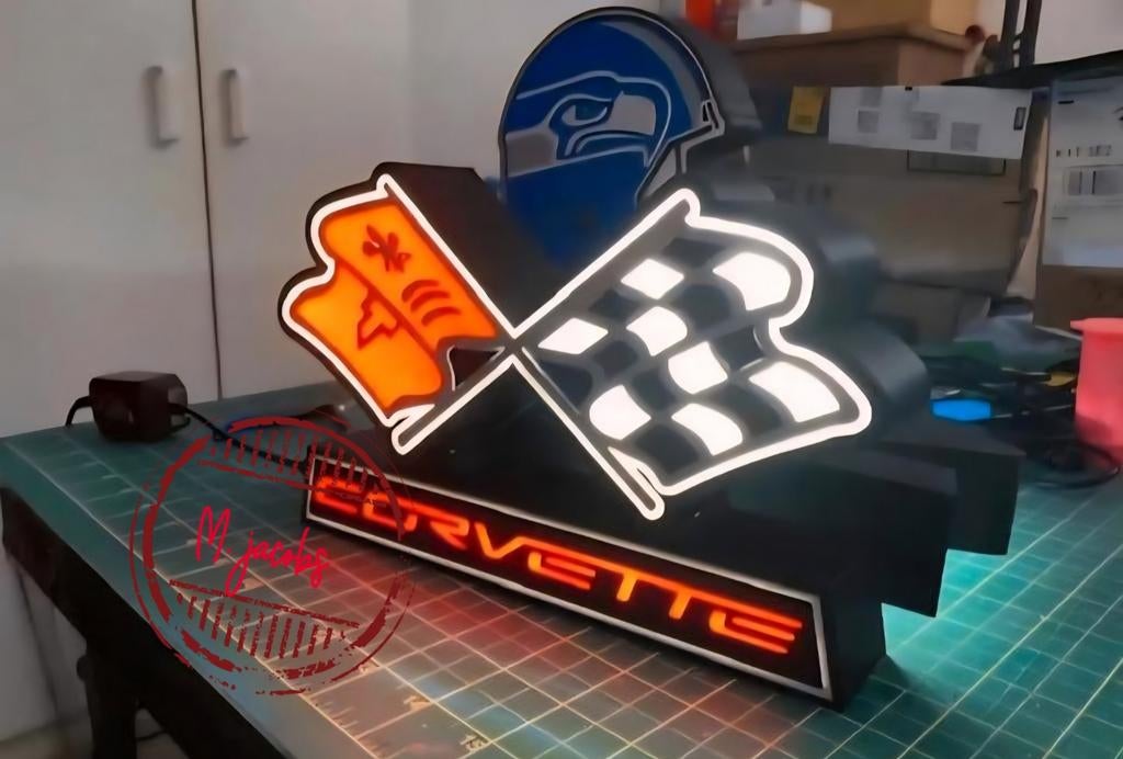 Prachtige en grote Corvette reclamebak. Nu €39,95, Ophalen of Verzenden, Nieuw, Lichtbak of (neon) lamp