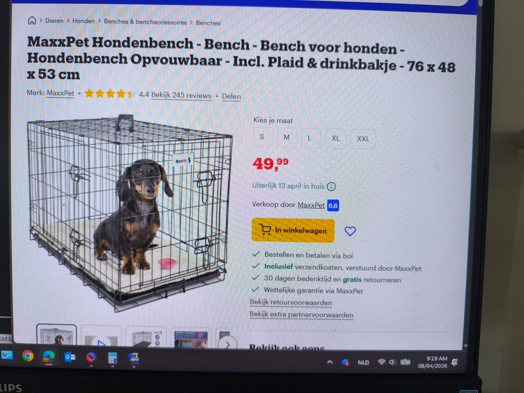 NIEUWE hondenbench met twee deuren en zachte plaid, Dieren en Toebehoren, Hondenbenches, Ophalen