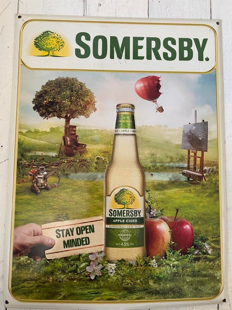 Somersby metalen reclamebord – decoratief / mancave / bar, Collections, Marques & Objets publicitaires, Comme neuf, Panneau publicitaire