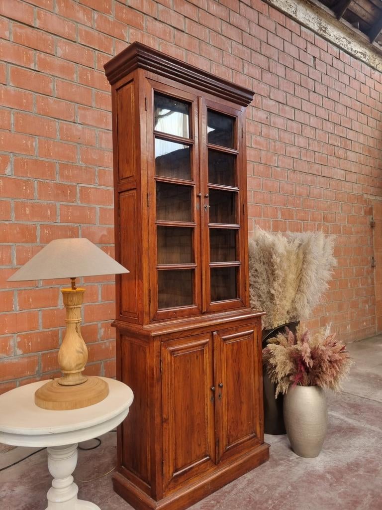 Eiken buffetkast/vitrinekast art:64/26, Ophalen, Met deur(en), Landelijk klassiek, Flamant