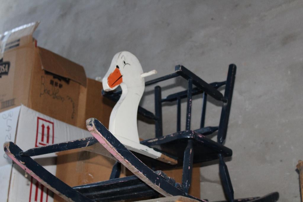 Vieux cheval à bascule - cygne., Antiquités & Art, Curiosités & Brocante, Enlèvement