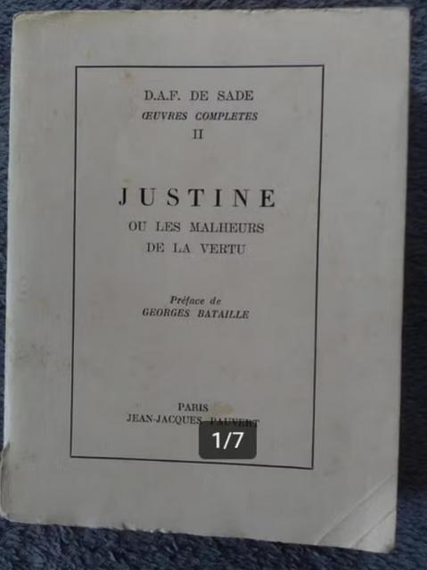 „Justine of de ellende van de deugd” Markies de Sade (1955), Boeken, Literatuur, Gelezen, Europa overig, Ophalen of Verzenden